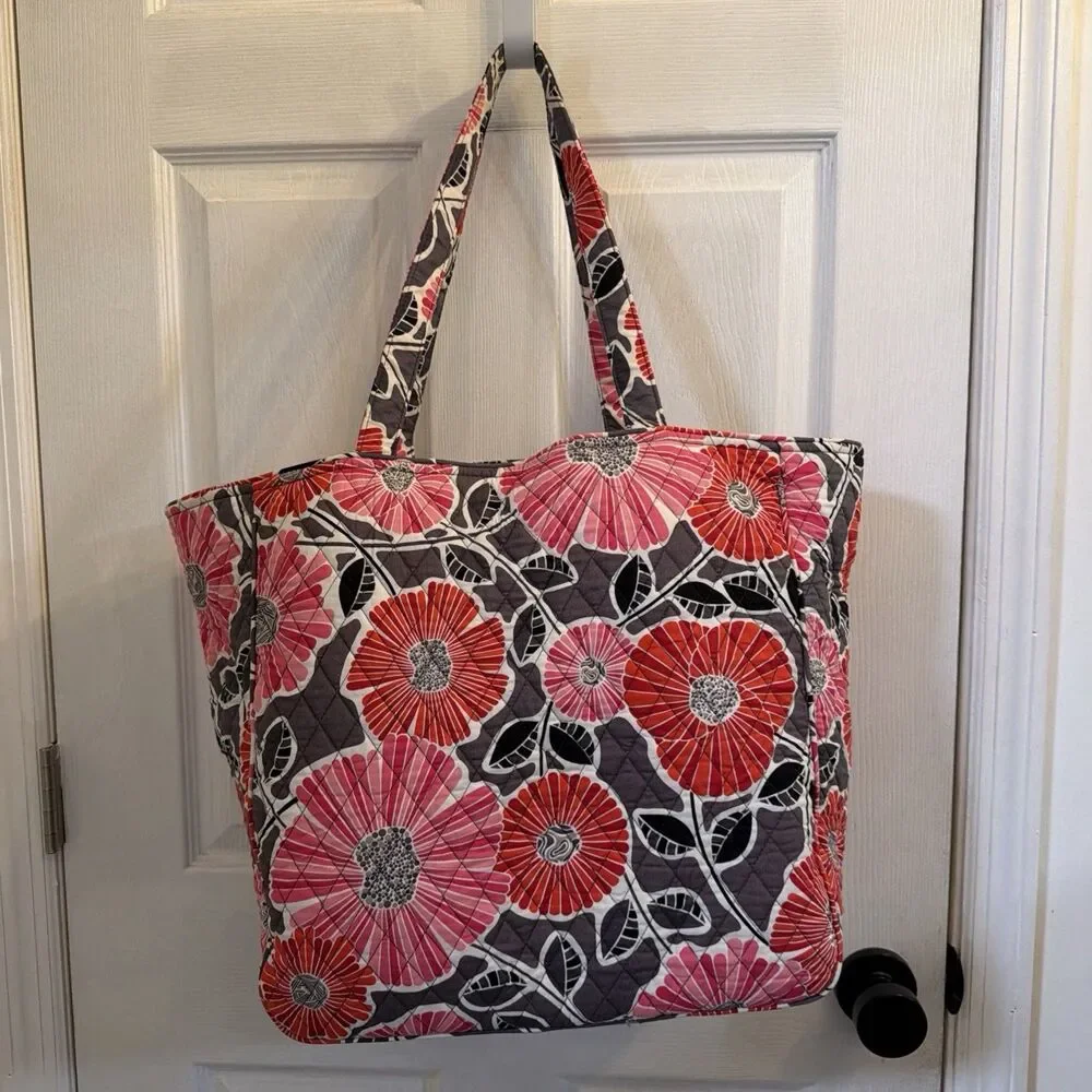 Vera Bradley Cherry Blossoms Tote Quilted Pink Floral Shoulder Bag Retired